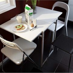 IKEA MUDDUS 折りたたみテーブル ホワイト　拡張テーブルの画像