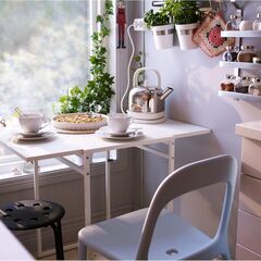 IKEA MUDDUS 折りたたみテーブル ホワイト　拡張テーブルの画像