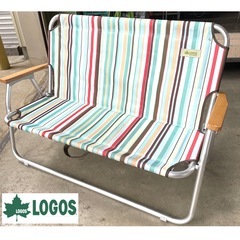 ロゴス アウトドアチェア チェアforツー(ストライプ) 　中古...