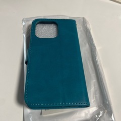 iPhone13Pro手帳型 ケース　
ストラップ付き 猫柄 高質感 ターコイズの画像
