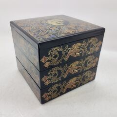 御重箱 三段重 合成漆器 お節 お正月 お花見にも　/UJ-1342 2F奥の画像