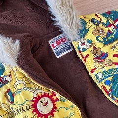 BEBE 80cm ベビー クマ耳付き　ダウンコート ジャンプスーツ　の画像