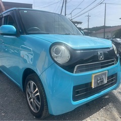 H25年式 ホンダ N-ONE ブルー★総額22.8万円★車検満タン 即日納車可能♪機関良好 10万キロ Tチェーン 社外ナビ ワンセグTV ETC スマキー Pスタート 修復歴なし！の画像