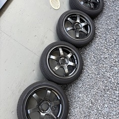 TE37❗️極上品❗️レイズ鍛造16インチアルミホイール☆165/50/16バリ山夏タイヤ付きの画像