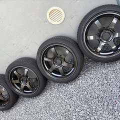 TE37❗️極上品❗️レイズ鍛造16インチアルミホイール☆165/50/16バリ山夏タイヤ付きの画像