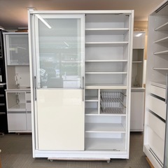 【お値下げ‼️】定価数十万♪ モリタインテリア 140cm幅ダイニングボード 食器棚 キッチン収納家具 キャビネット サイドボード ホワイト♪の画像