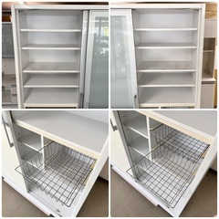 【お値下げ‼️】定価数十万♪ モリタインテリア 140cm幅ダイニングボード 食器棚 キッチン収納家具 キャビネット サイドボード ホワイト♪の画像