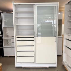 【お値下げ‼️】定価数十万♪ モリタインテリア 140cm幅ダイニングボード 食器棚 キッチン収納家具 キャビネット サイドボード ホワイト♪の画像