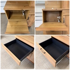 【超美品‼️】大川家具 90cm幅キッチンボード 食器棚 収納家具 日本製 木目調ブラウン♪の画像