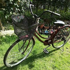 自転車　ママチャリ　２４インチ　色：ワインレッドの画像