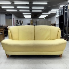 【超美品‼️】定価数十万♪ マルニ木工 150cm幅2人掛けソファ 2P ラヴソファ ソフトレザー製♪  の画像