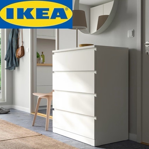 ②【超美品‼️】イケア 80cm幅4段チェスト タンス 衣類収納家具 ホワイト♪