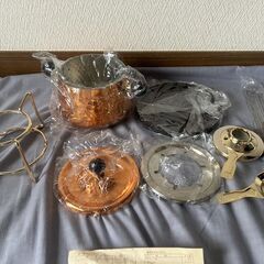 Cheese Fondue Set　チーズフォンデュセット　純銅製鍋set　未使用の画像