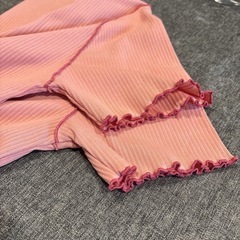 GU リブバイカラーメローコンパクトT 半袖 M ピンク　レディース　無地の画像