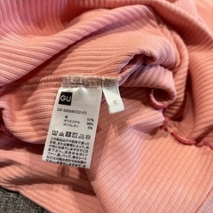 GU リブバイカラーメローコンパクトT 半袖 M ピンク　レディース　無地の画像