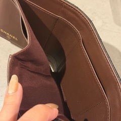CHANEL Vステッチ　ラムスキン　三つ折り財布　 ゴールド金具 シェブロンの画像