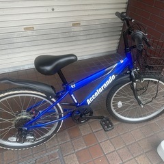 22インチ　外装6段変速　かご　フェンダー付きキッズバイク　　ブルーの画像
