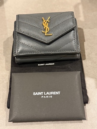 サンローラン 三つ折り財布 グレー