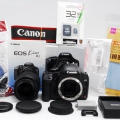 全国発送!スマホ転送⭐️canon eos kiss x2 初心者！すぐ使える！簡単本格撮影！付属品多数！ ◆初心者にオススメ！！スマホ転送カードリーダー、標準レンズ、説明書箱つき！の画像