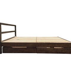 無印 セミダブル ベッドフレーム ウォールナット材 すのこ 収納付きの画像