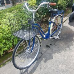 【リサイクルショップどりーむ天保山店】No.474　自転車　26インチ　切替NG　ライト・カゴ付き🎵　ブレーキワイヤー交換済みの画像