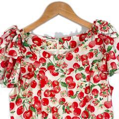 美品 Honey bunch ハニーバンチ 総柄 春夏 SS ワンピース ポリエステル レッド レディース F【古着】【中古】の画像