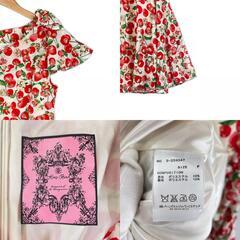 美品 Honey bunch ハニーバンチ 総柄 春夏 SS ワンピース ポリエステル レッド レディース F【古着】【中古】の画像
