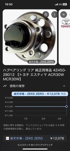 トヨタエスティマacr30リアハブベアリング