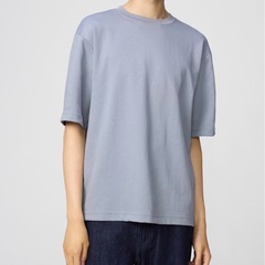 ユニクロ Mサイズ エアリズムコットンオーバーサイズTシャツ ブルー