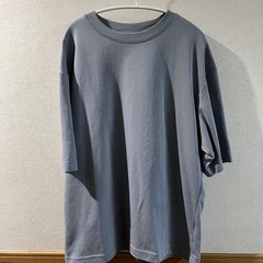 ユニクロ Mサイズ エアリズムコットンオーバーサイズTシャツ ブルーの画像