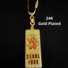 1988年　ソウルオリンピック　記念キーホルダー 24Kゴールドメッキ　ケース付の画像