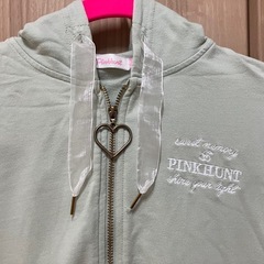 【値下げ‼️】ピンクハント　袖切り替えジップパーカーの画像