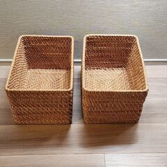 無印良品 重なるラタン長方形バスケット・大の画像