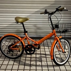 THREE STONE 折りたたみ自転車 6段階ギア カゴ付きの画像