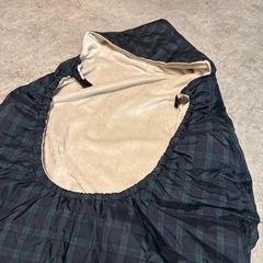 防寒ケープ　ボア　チェック柄の画像