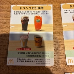 マクドナルド　株主優待　ドリンクお引換券の画像
