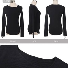 新品タグ付き　アシンメトリーネックリブニットの画像