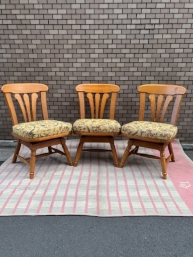 ◎お値下げしました‼️ 【断捨離中】 早い者勝ち‼️ 逸品 karimoku カリモク 回転椅子 ロータイプ ダイニングチェア 食卓椅子 3脚セット検 三越オールドカリモク天童木工