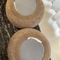 IKEA/SANDARED サンダレード/プーフ, ベージュ, 45 cm×2個の画像
