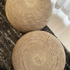 IKEA/SANDARED サンダレード/プーフ, ベージュ, 45 cm×2個の画像