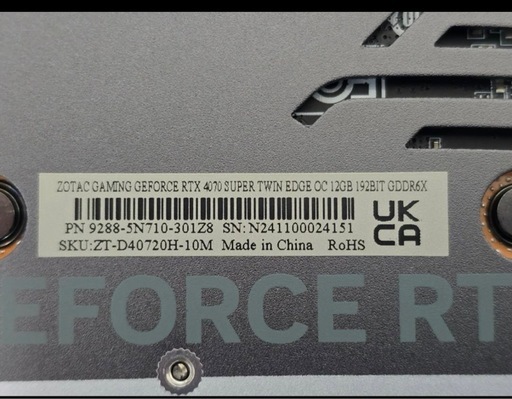 【動作品】GeForce RTX 4070 SUPER 12GB