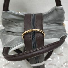 GUSCIO グッシオ ハンドバッグ デニムグレー/ブラウン　 新品未使用 おしゃれ 通勤 通学 レディース　250926-2Tの画像