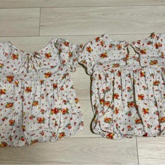 小花柄 Tシャツ 110 2枚セット 双子コーデ 女の子　年子の画像