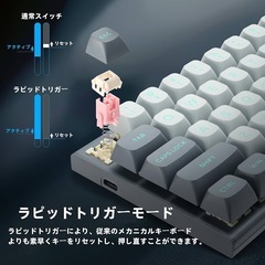 新品！e元素 Hz-61 60% エスポートゲーミングキーボード ラピッドトリガー磁気キースイッチメカニカルキーボード ホットスワップ可能 調節可能なアクチュエーション コンパクト設計61キー PBTキーキャップ RGBバックライト パソコン用キーボードの画像