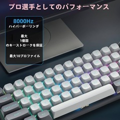 新品！e元素 Hz-61 60% エスポートゲーミングキーボード ラピッドトリガー磁気キースイッチメカニカルキーボード ホットスワップ可能 調節可能なアクチュエーション コンパクト設計61キー PBTキーキャップ RGBバックライト パソコン用キーボードの画像