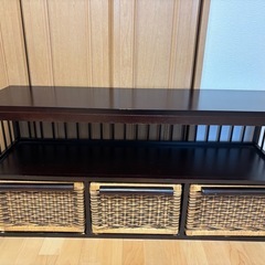 TVボード　ラタン引き出し付き