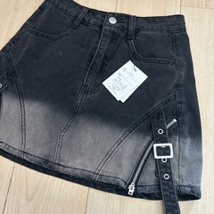 GRLインパン裏地付きベルトデニムスカートの画像
