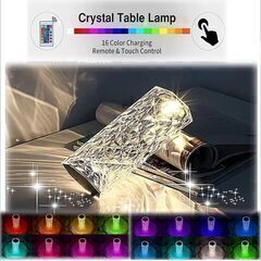 【全国発送のみ可】クリスタルランプ タッチナイトライト 16色 充電式ローズダイヤモンドテーブルランプ リモコン付き USB　業者歓迎　転売OK　　倒産品　まとめ売り　ネット商材　アマゾン引き上げ商品　メルカリ　副業の画像