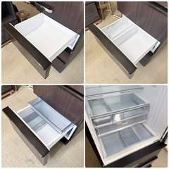 【超美品‼️】アクア 2021年製 458Lノンフロン冷凍冷蔵庫 自動製氷 旬鮮チルド ダークウッドブラウン♪の画像
