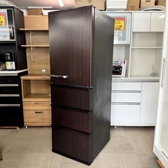 【超美品‼️】アクア 2021年製 458Lノンフロン冷凍冷蔵庫 自動製氷 旬鮮チルド ダークウッドブラウン♪の画像